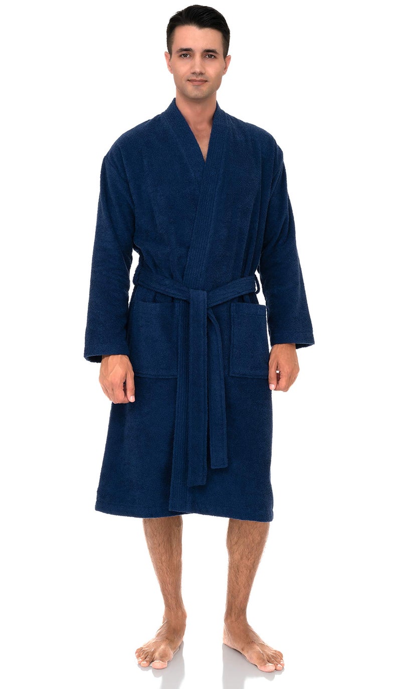 TowelSelections Mens Robe Cotton Terry Cloth Bathrobe Soft Towel Bath Robe for Men Large-X-Large Patriot Blue - Image 1
